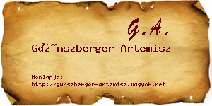 Günszberger Artemisz névjegykártya